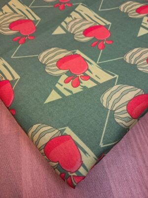 Heart With Watermelon Print On Flex Cotton