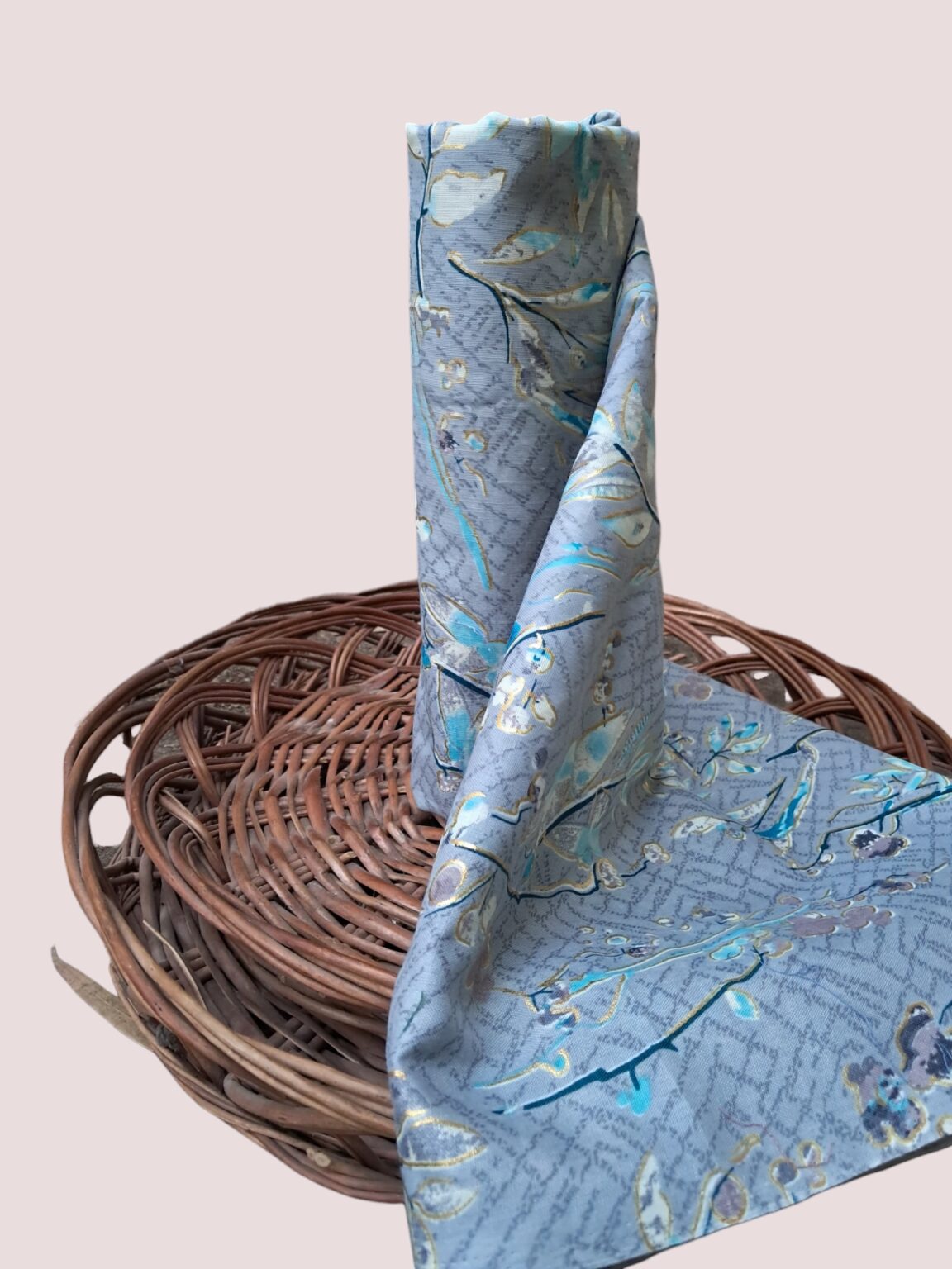 Gray Flex Cotton Fabric With Floral Print