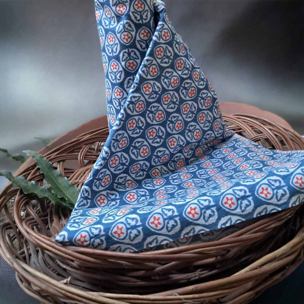 Blue Pure Cotton Floral Printed Fabric