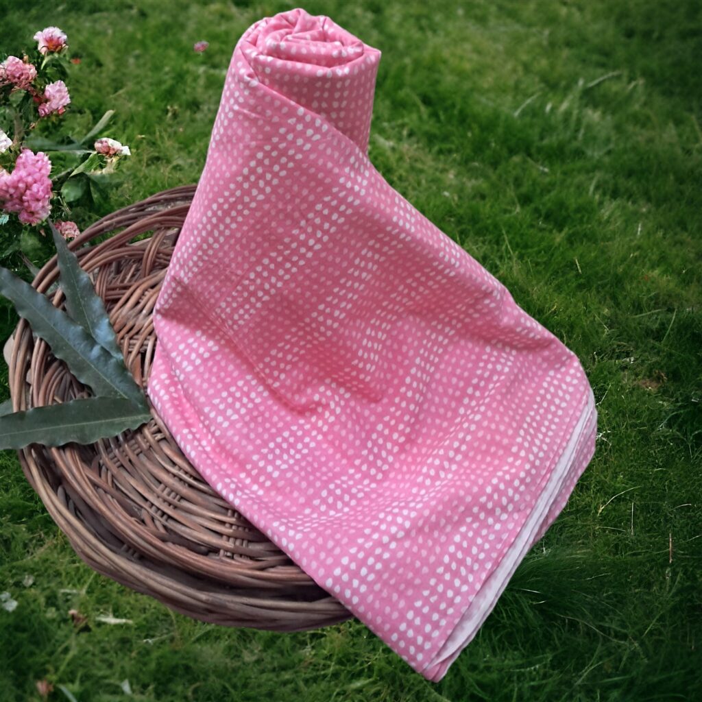 Pure Cotton White Dotted Print Fabric