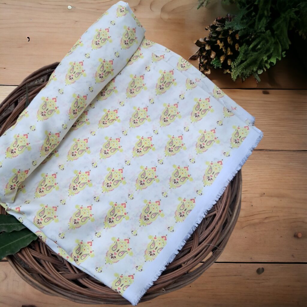 Pure Cotton With Yellow Block Print