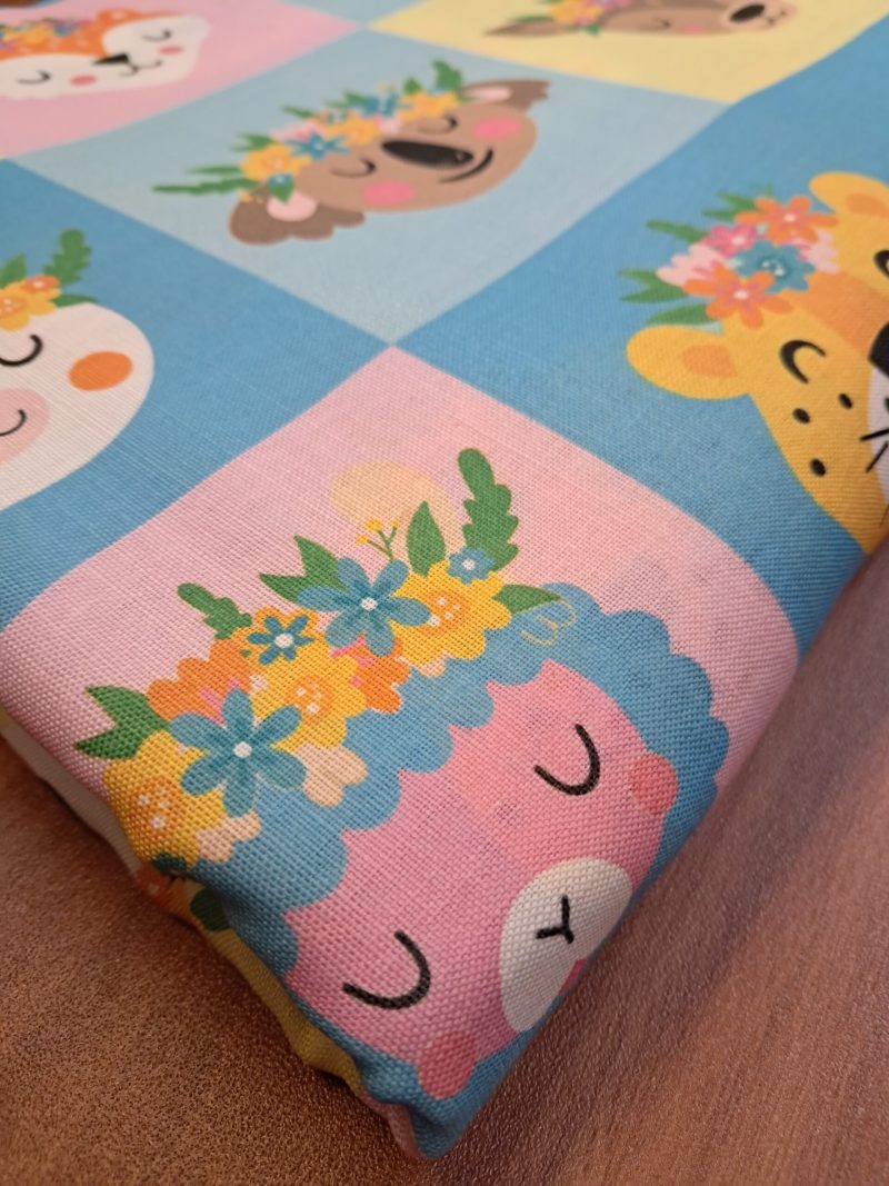 Pink & Blue cotton Fabric