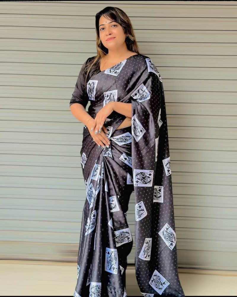 Playing Cards Print Saree Creative Playing cards saree