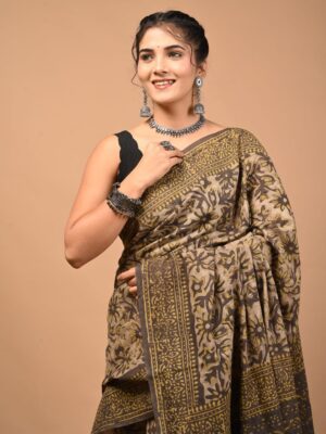 Ajrak Mul cotton Beautiful saree