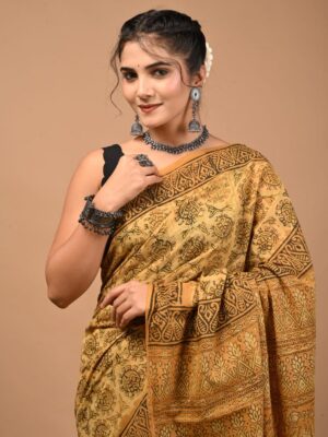 Yellow Ajarak mesmerizing print for elegance
