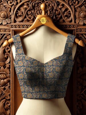 Handcrafted Pure Cotton Handblock Print Saree Blouse – Elegant Ethnic Wear