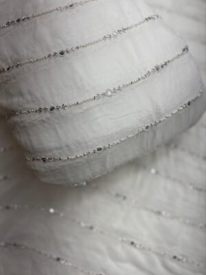 Pure Georgette Fabric Dyeable with Intricate Beadwork – Elegant Embellished Fabric