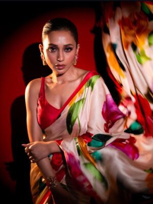 Elegant Multicolor Floral Satin Silk Saree