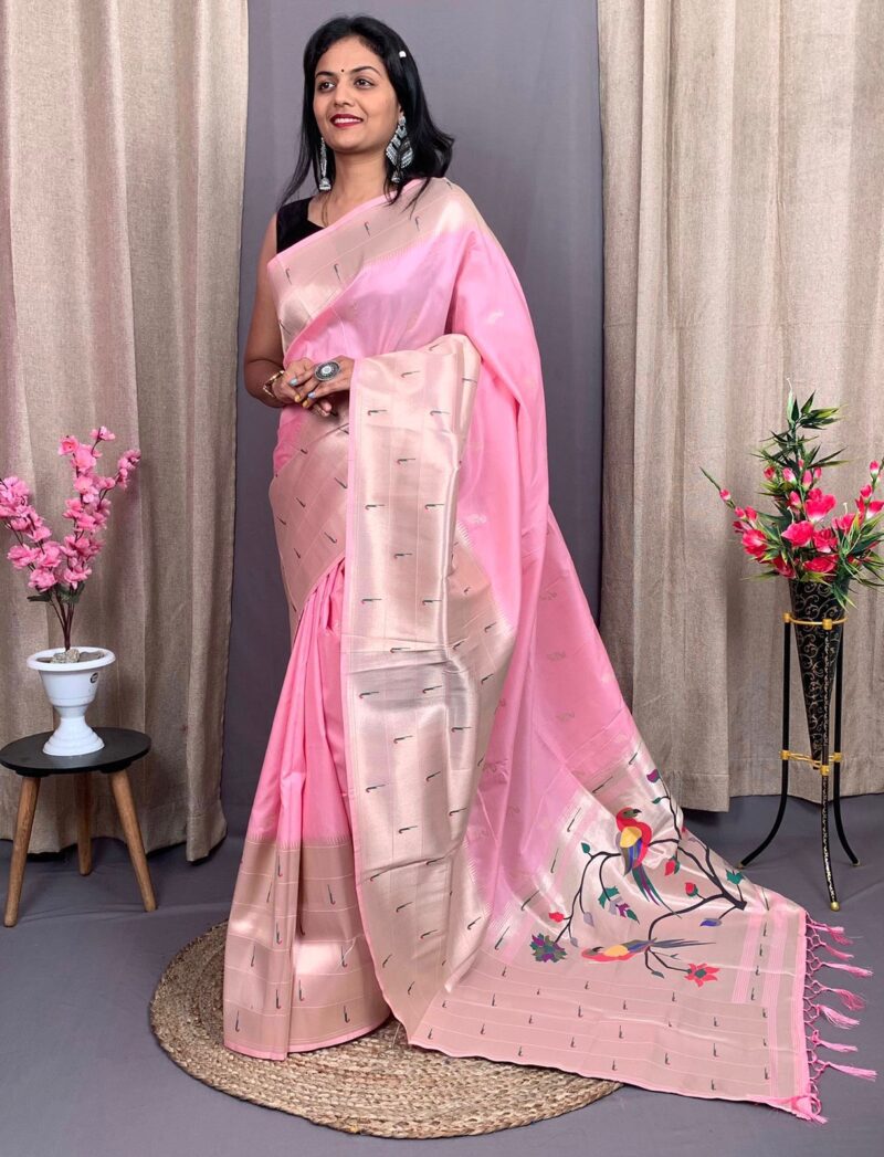 Pink Pastel Paithani Saree