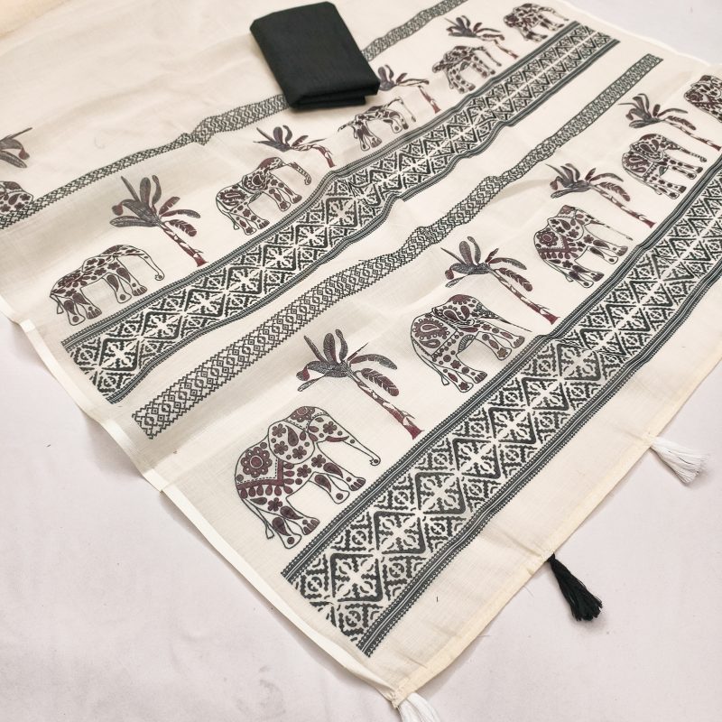 linen cotton beautiful saree pallu