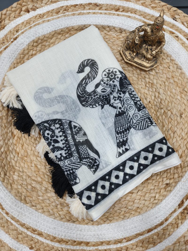 Linen cotton saree