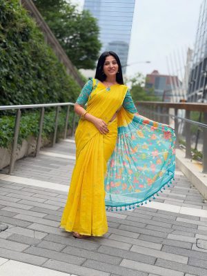 Kalamkari Linen Cotton Saree