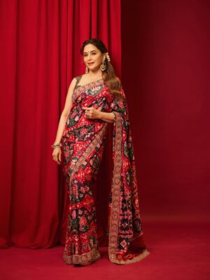 Chinnon Silk Saree with Floral Print (2)