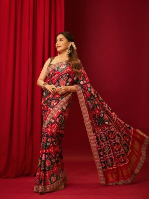Chinnon Silk Saree with Floral Print