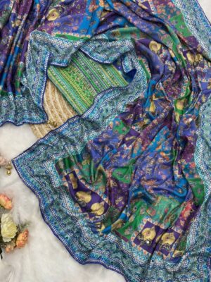 Puple Mirror Work Saree