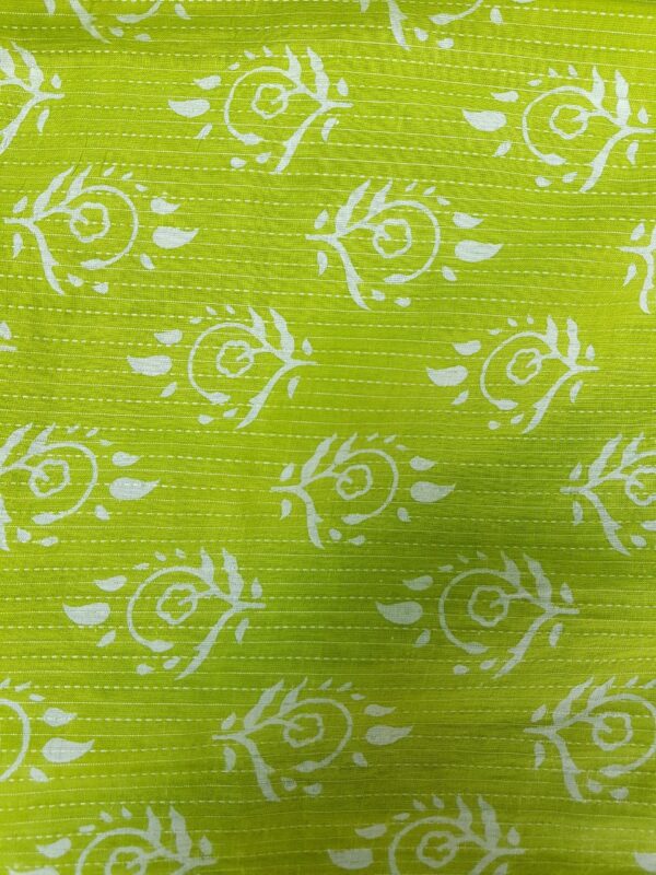 Green Kantha Cotton Fabric