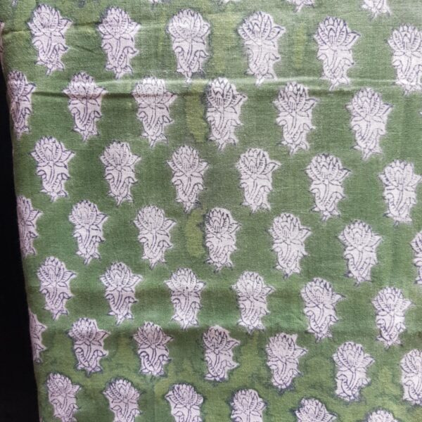 Pure Cotton Lotus Flower Block Printed Fabric