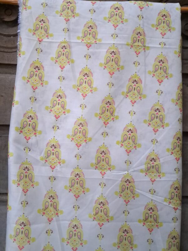 Pure Cotton With Yellow Block Print