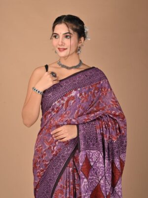 Beautiful Pallu Ajarak Print Cotton saree