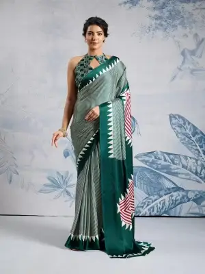 Ajrakh saree printed