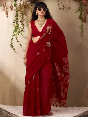 Red Munga silk Saree