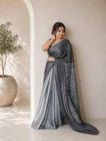 Grey Satin Saree