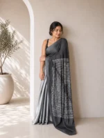 Grey Satin Saree