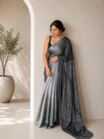 Grey Satin Saree