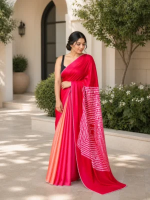 Rani Pink & Peach Dual Tone Modal Satin Saree