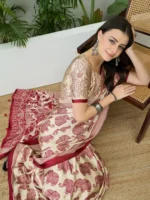 Maroon Elephant Print saree