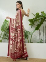 Maroon Elephant Print saree