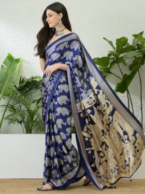 Royal Blue Modal Satin Saree