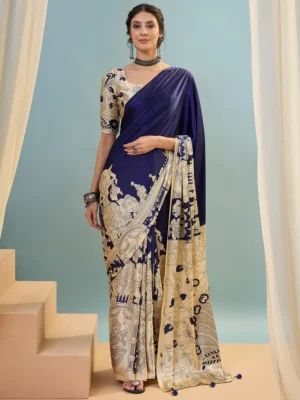 Royal Blue Modal Satin Saree