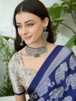 Royal Blue Modal Satin Saree