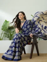 Royal Blue Modal Satin Saree