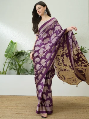 Purple Modal Satin saree