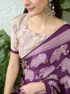 Purple Modal Satin saree
