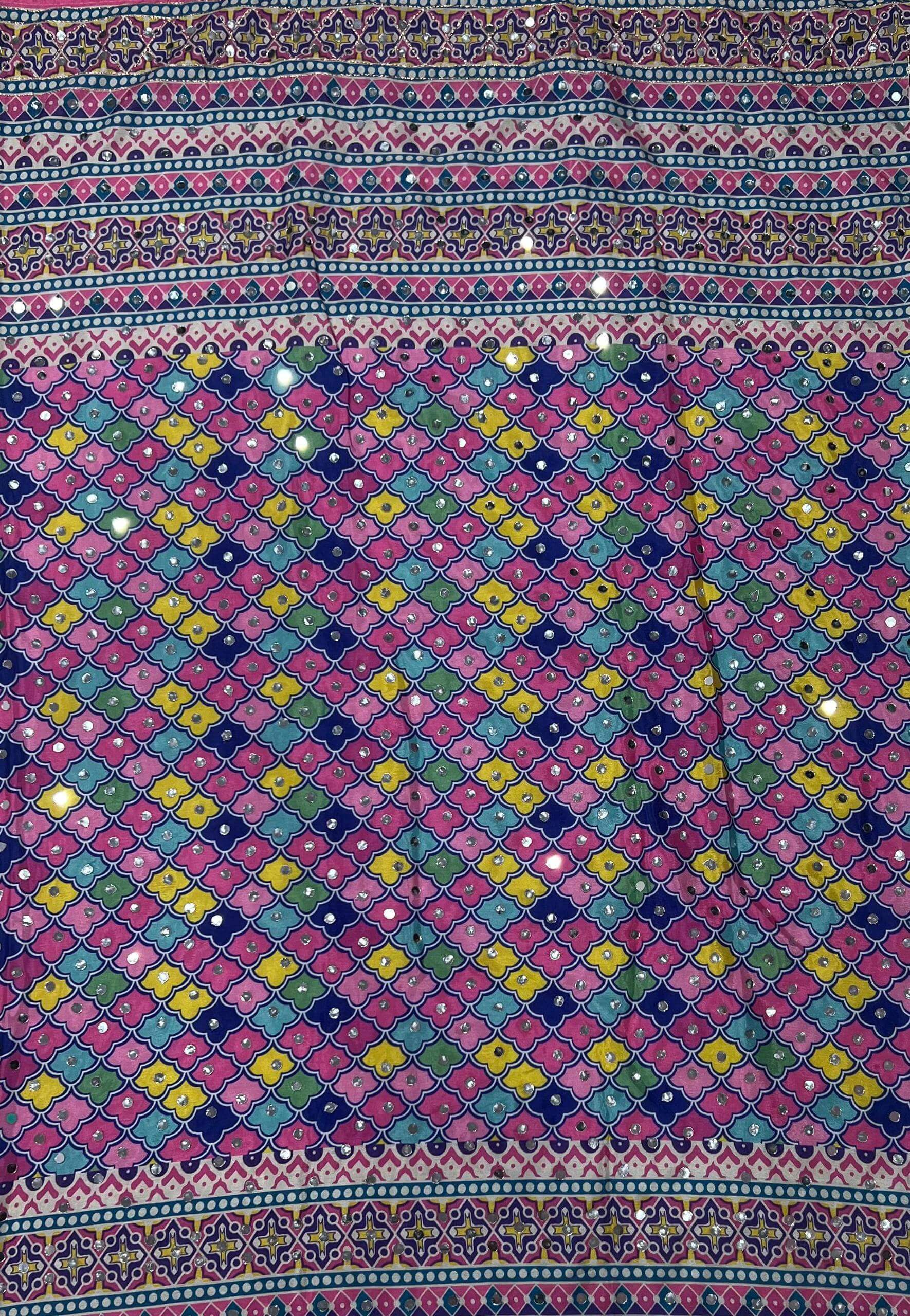 mirror multicolor saree