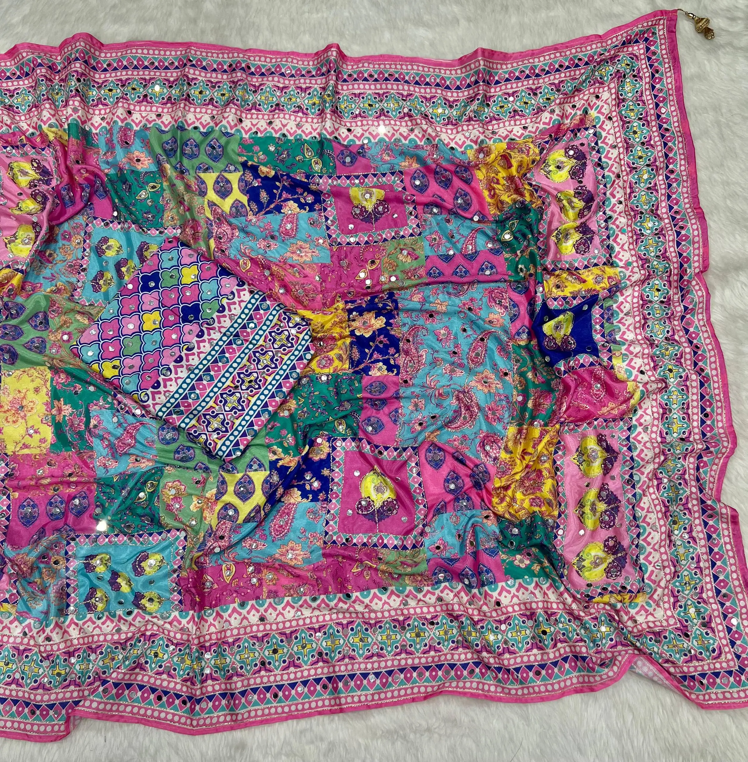 mirror multicolor saree