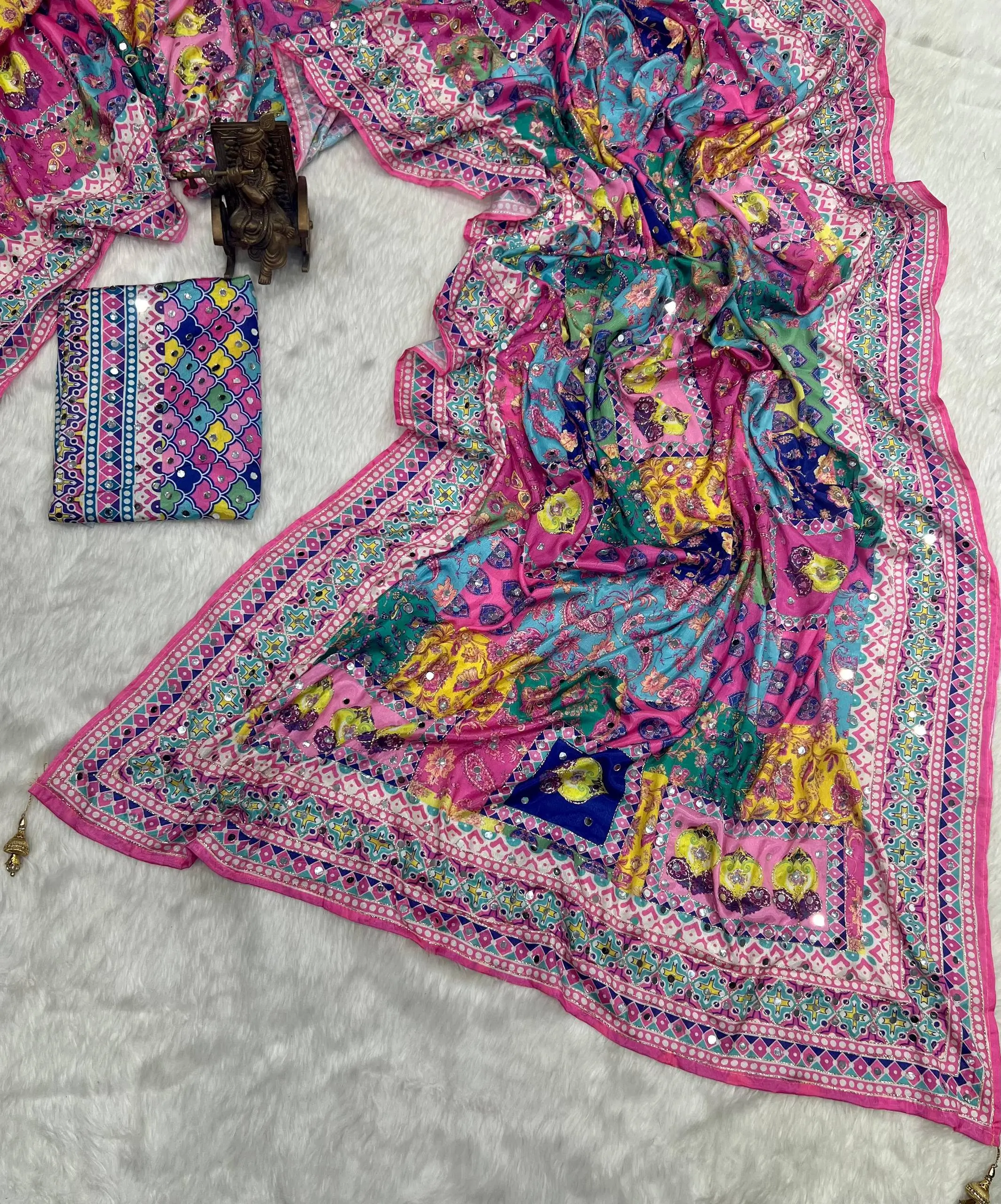 mirror multicolor saree